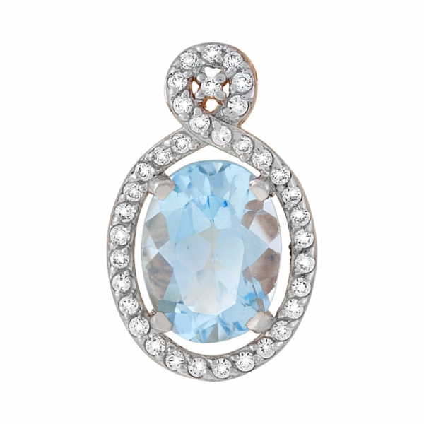 Золотая подвеска с топазом и фианитом № 118916