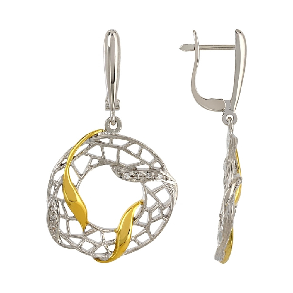 Серебряные серьги с фианитами № 106316