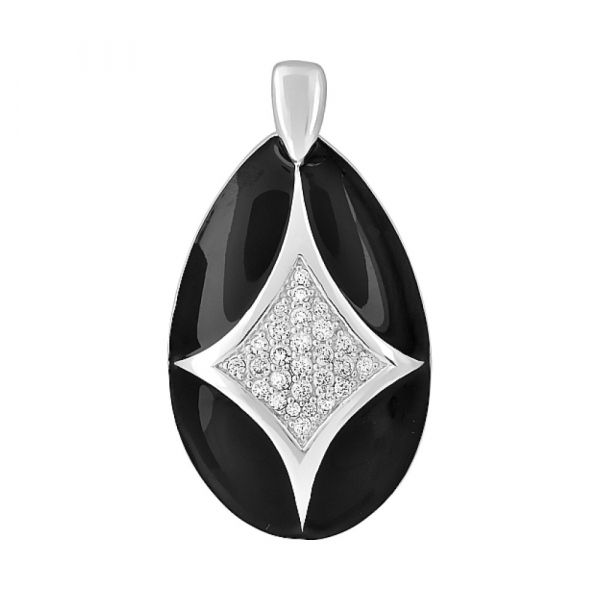 Серебряная подвеска с фианитом и эмалью № 115250