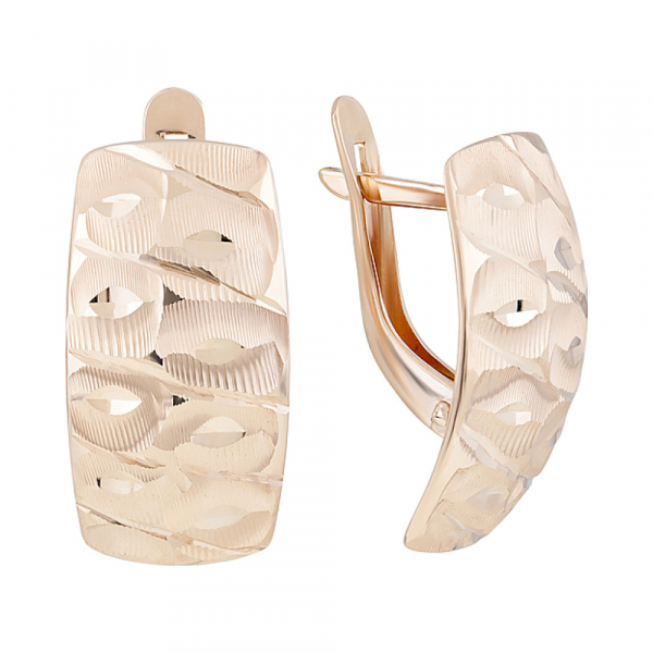 Золотые серьги без камня с алмазкой № 126722