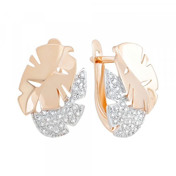 Золотые серьги с фианитом № 129876