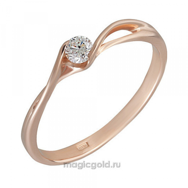 Золотое кольцо с бриллиантом № 162502