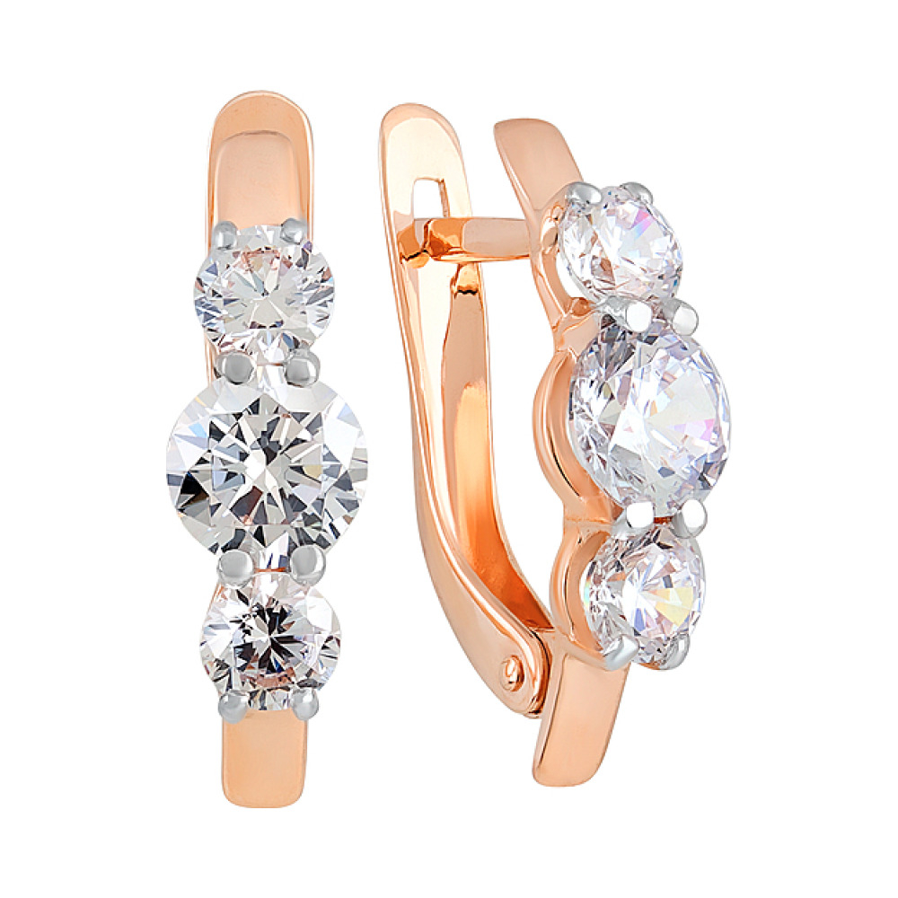 Золотые серьги с фианитом № 131927