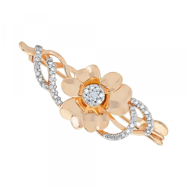 Золотая брошь с фианитами № 113012