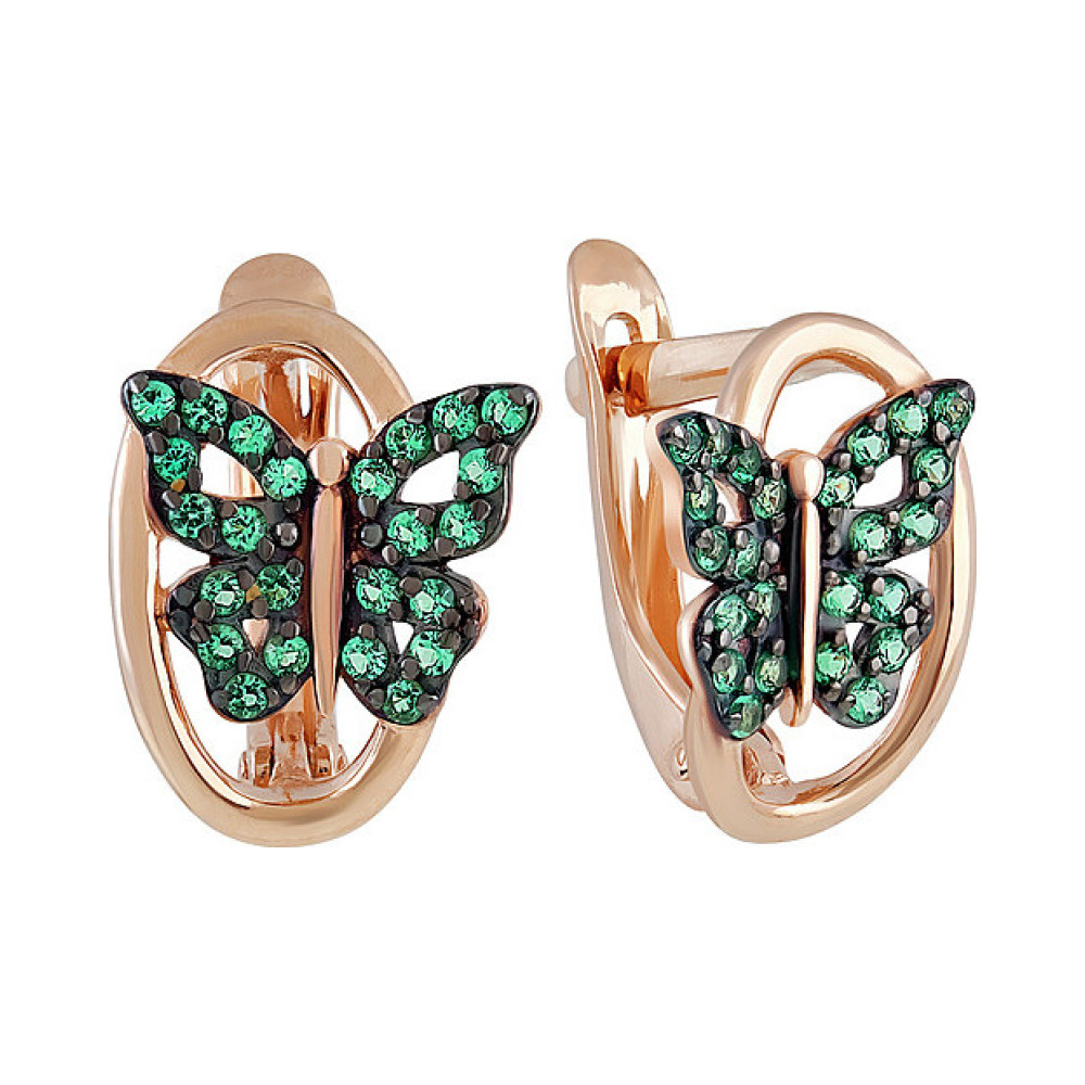 Золотые серьги с фианитом № 137065