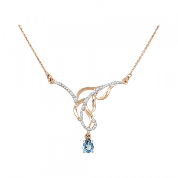 Золотое колье с топазом и фианитом № 119734