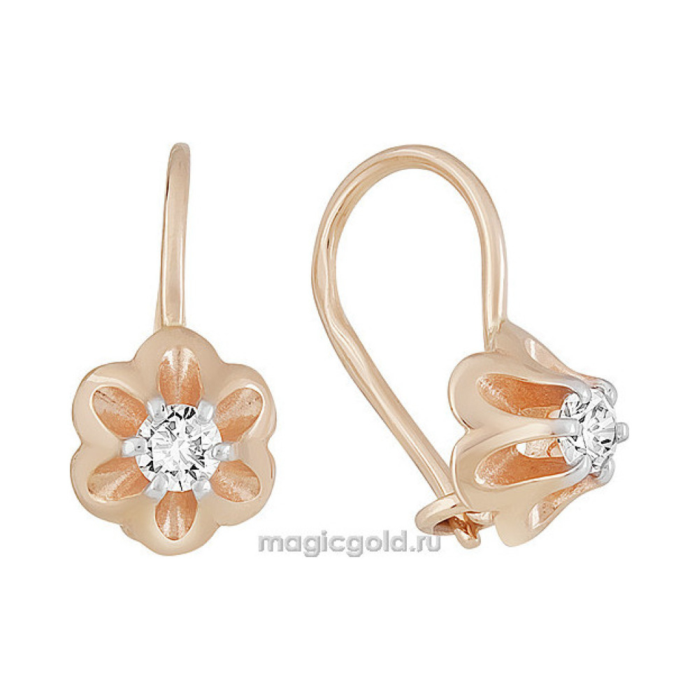 Золотые серьги с фианитом № 155411