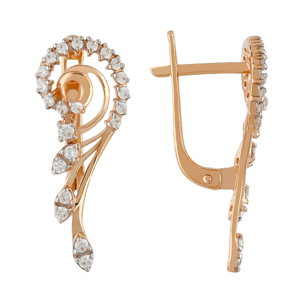 Золотые серьги с фианитами № 106956