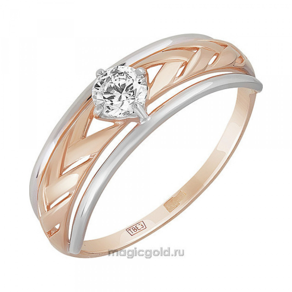 Золотое кольцо с фианитом № 161105
