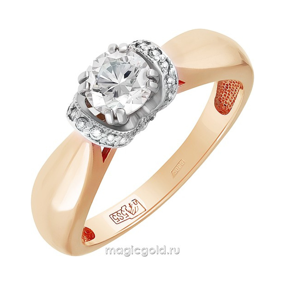 Золотое кольцо с бриллиантом № 109997