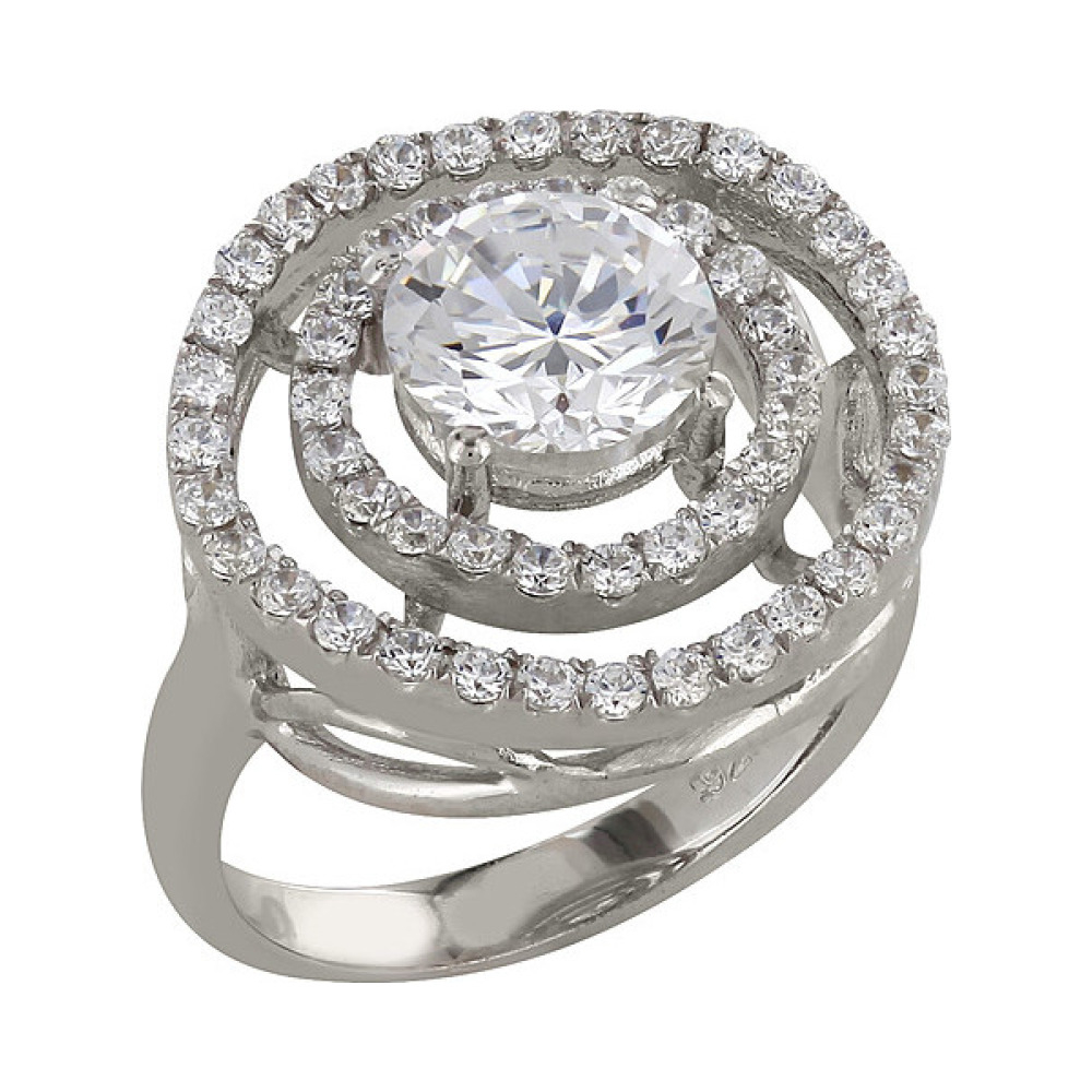 Серебряное кольцо с фианитом № 83565