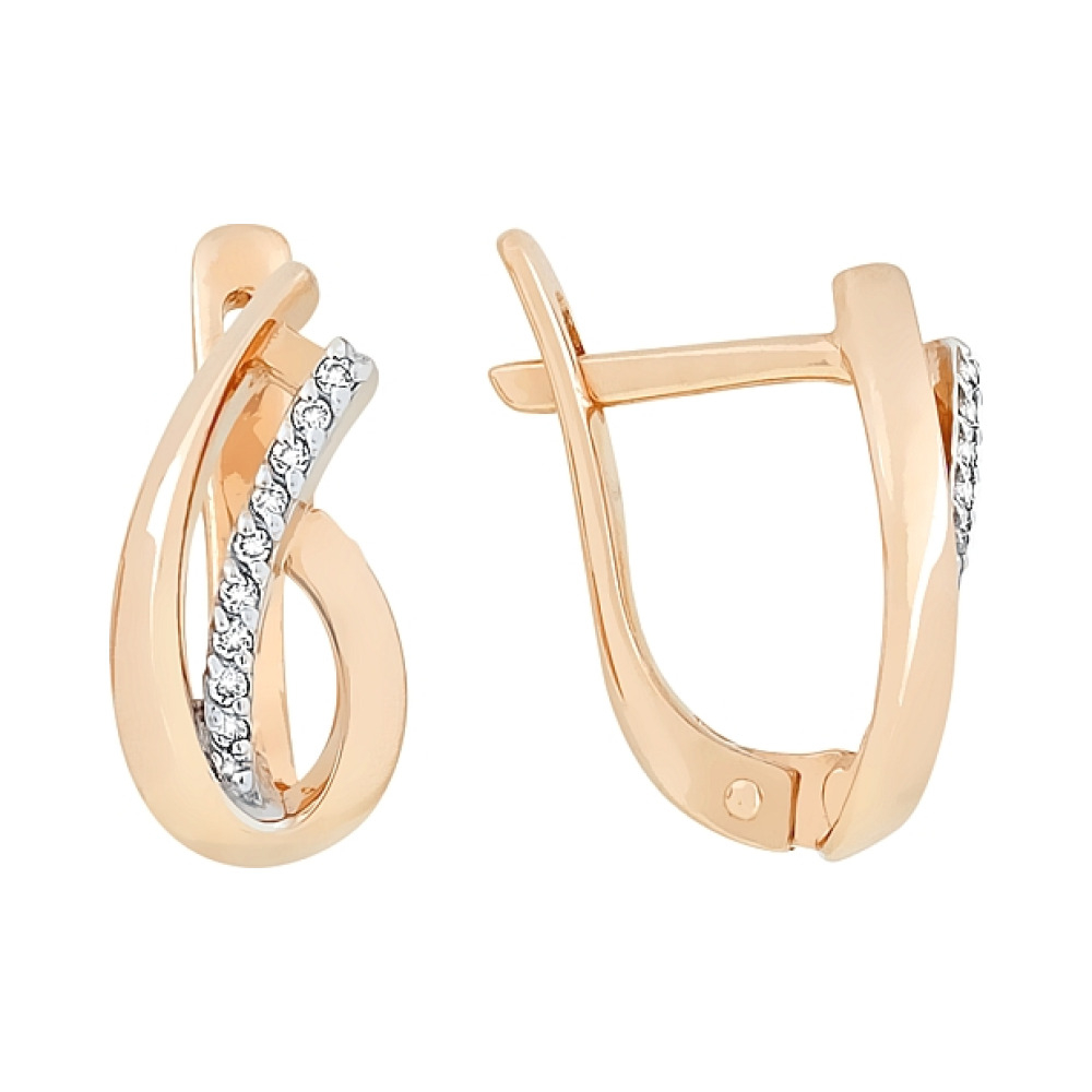 Золотые серьги с бриллиантом № 76903