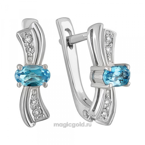 Серебряные серьги с топазом и фианитом № 130265