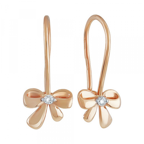 Золотые серьги с фианитом № 134744