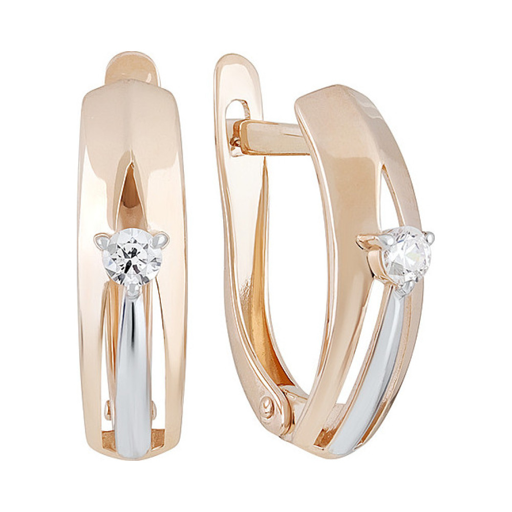 Золотые серьги с фианитом № 133530