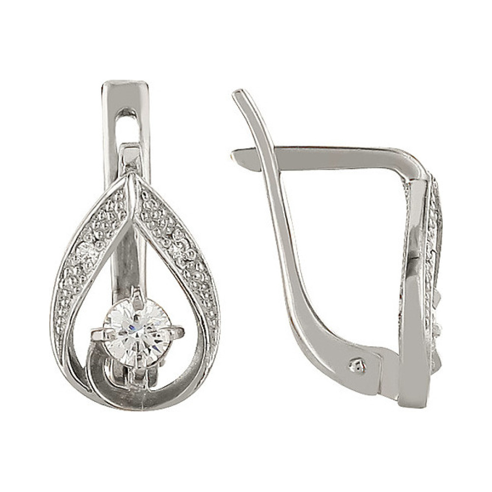 Золотые серьги с бриллиантом № 96022