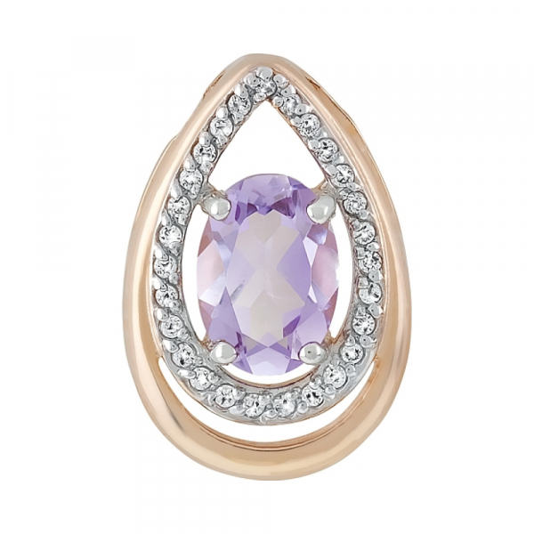 Золотая подвеска с аметистом и фианитом № 119319
