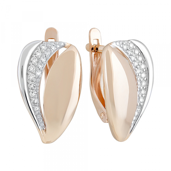 Золотые серьги с фианитами № 127594