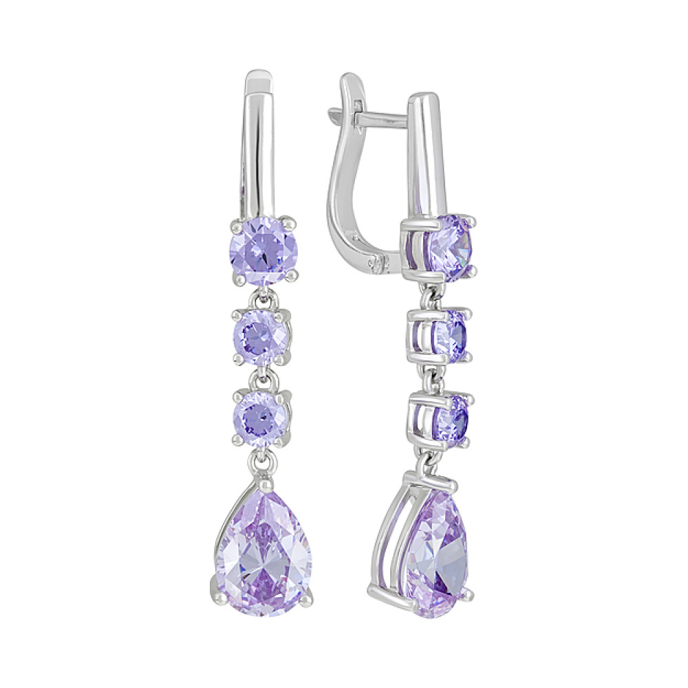 Серебряные серьги с фианитами № 127755