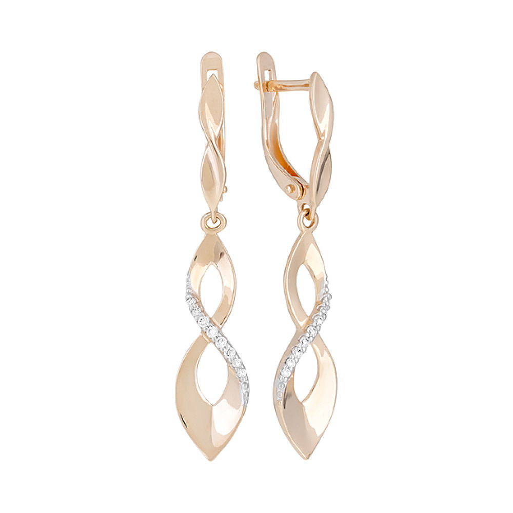 Золотые серьги с фианитами № 129100