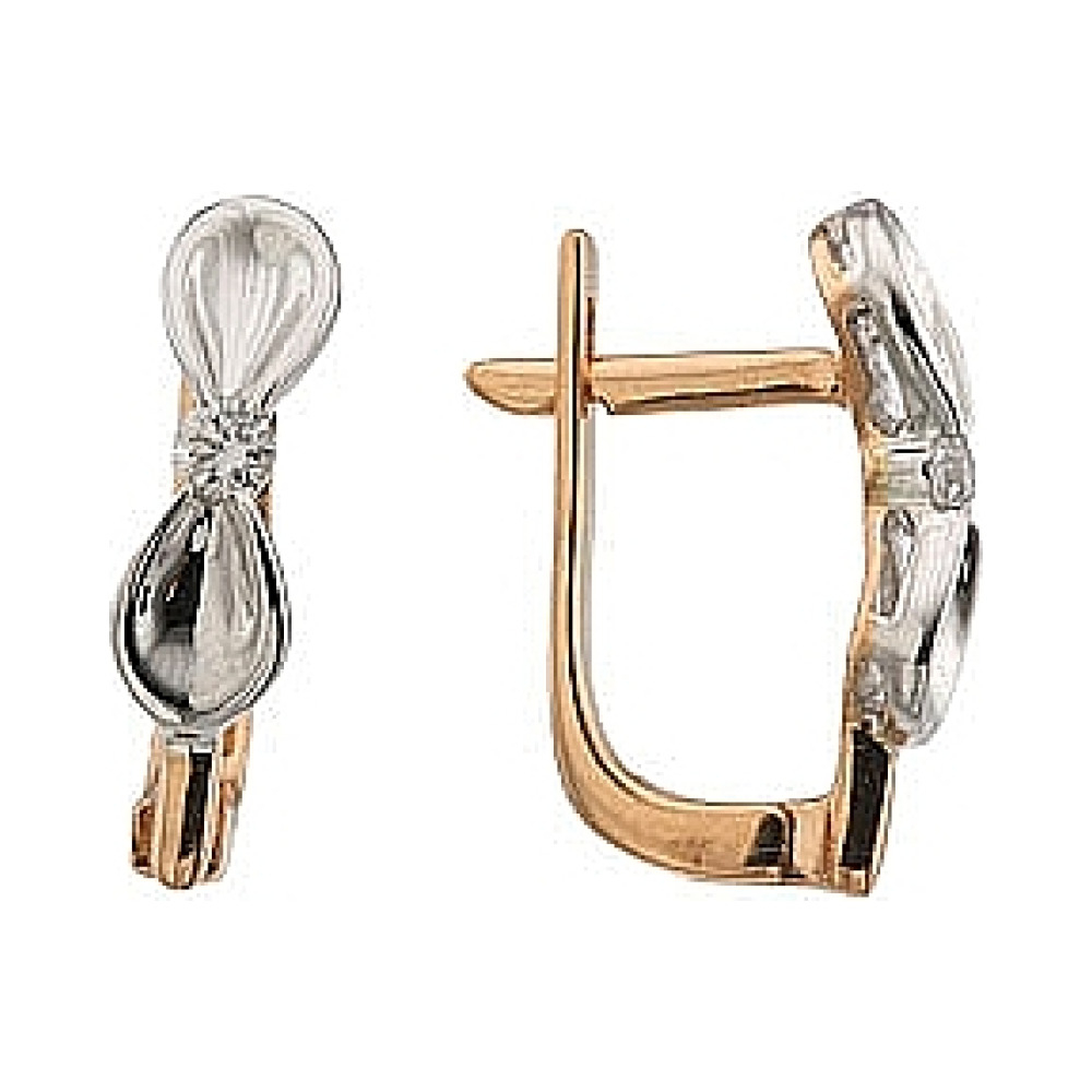 Золотые серьги с бриллиантом № 64127