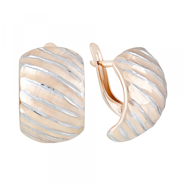 Золотые серьги без камня с алмазкой № 124368