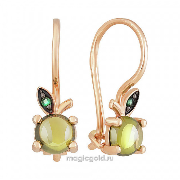 Золотые серьги с фианитом № 156415