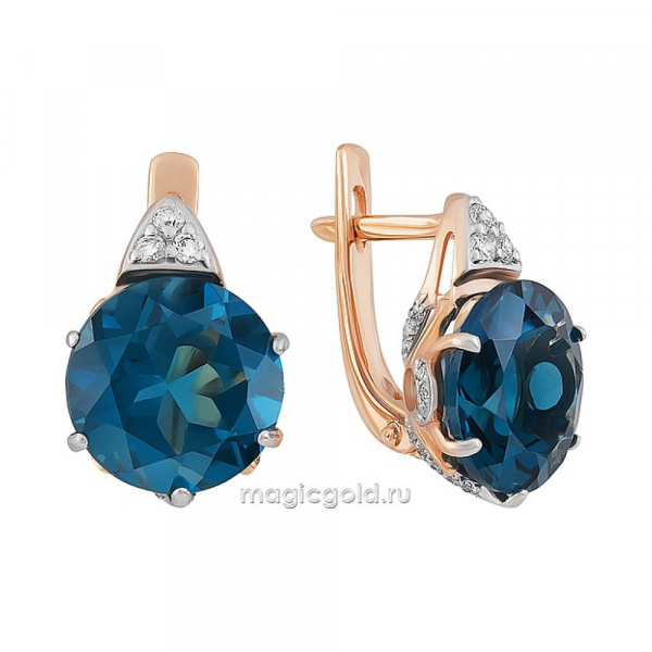 Золотые серьги с топазом и фианитом № 164359
