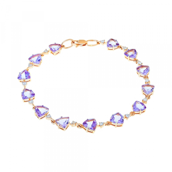 Золотой браслет с аметистом и фианитом № 104050
