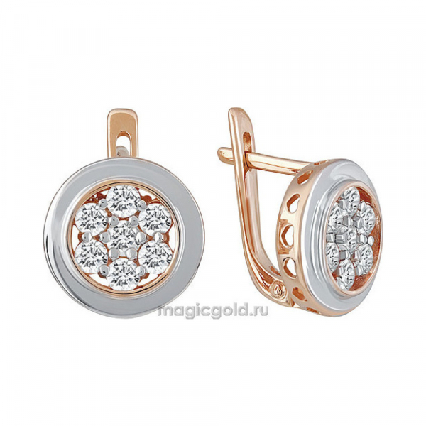 Золотые серьги с бриллиантом № 155629