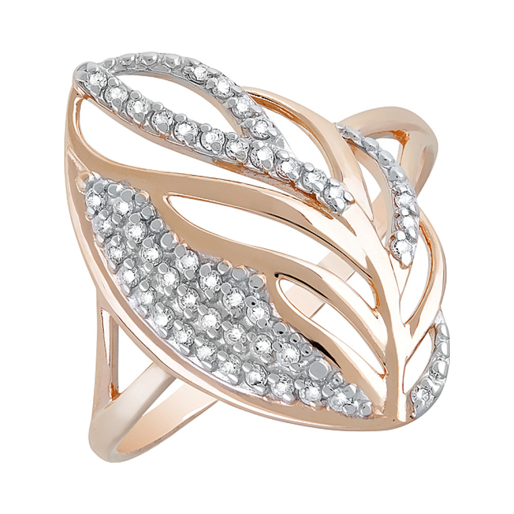 Золотое кольцо с фианитами № 122321