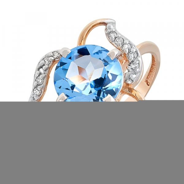 Золотое кольцо с топазом и фианитом № 113109