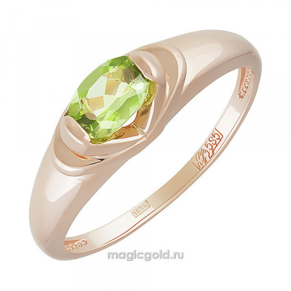 Золотое кольцо с хризолитом № 142108