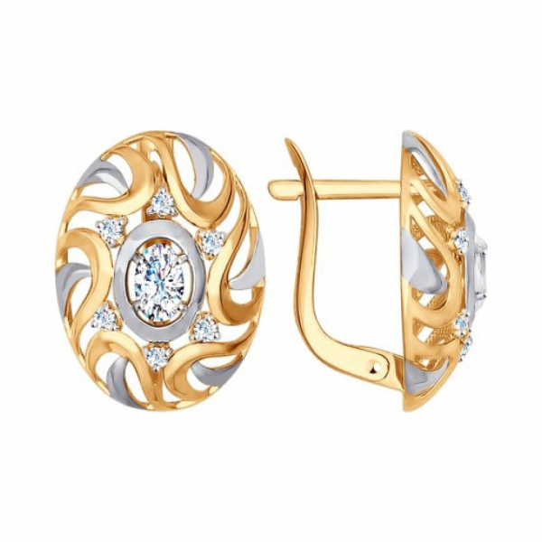 Золотые серьги с фианитом № 141613