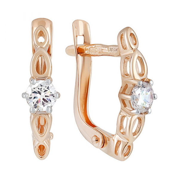 Золотые серьги с фианитом № 134368