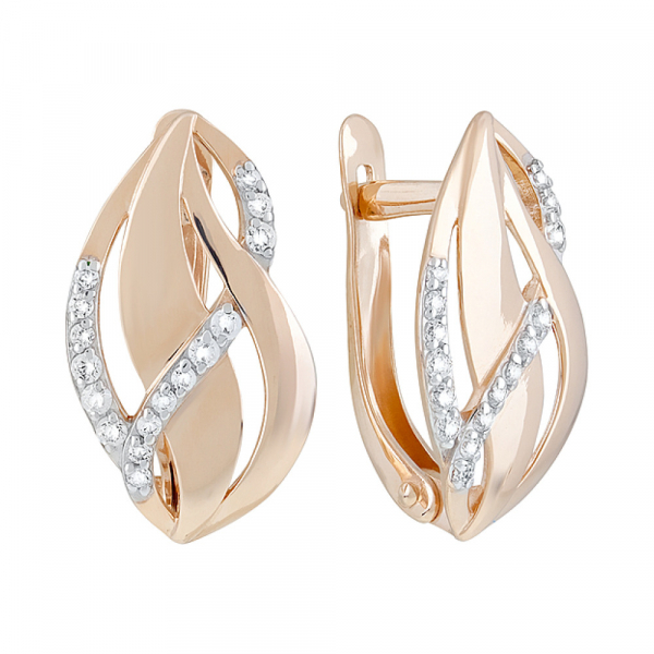 Золотые серьги с фианитами № 127441