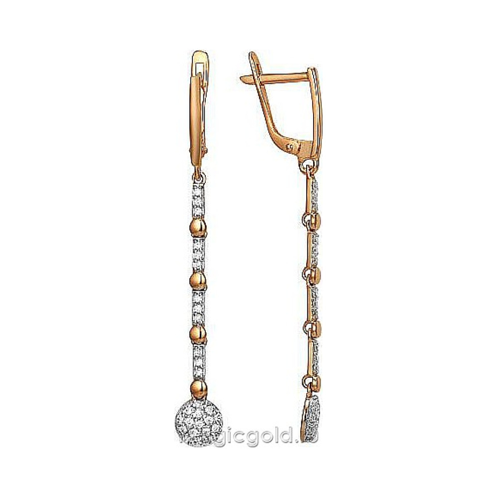 Золотые серьги с фианитом № 174006