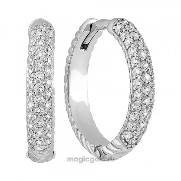 Серебряные серьги с фианитом № 140097