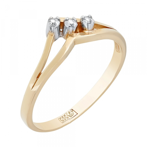 Золотое кольцо с бриллиантом № 72656