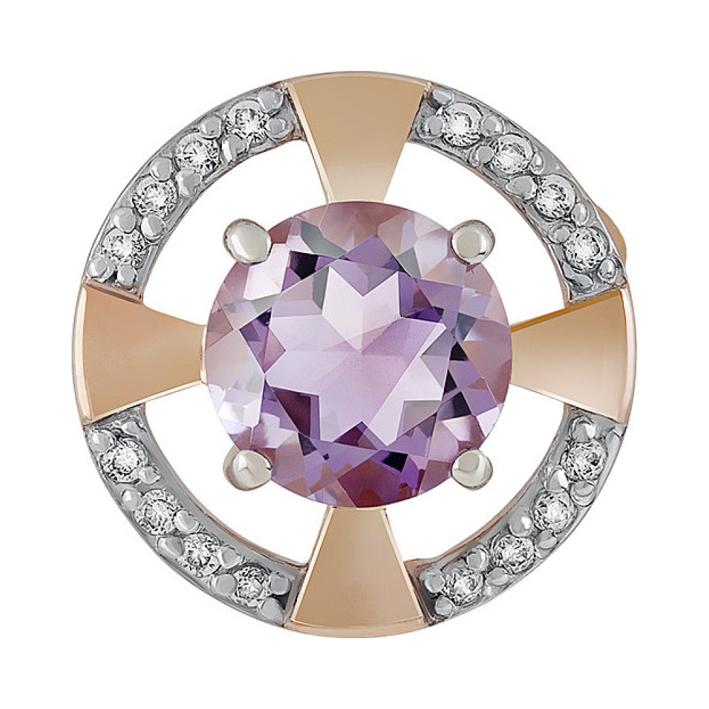 Золотая подвеска с аметистом и фианитом № 134857