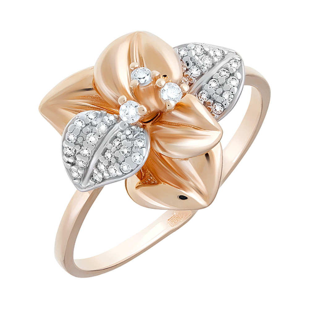 Золотое кольцо с фианитами № 110322