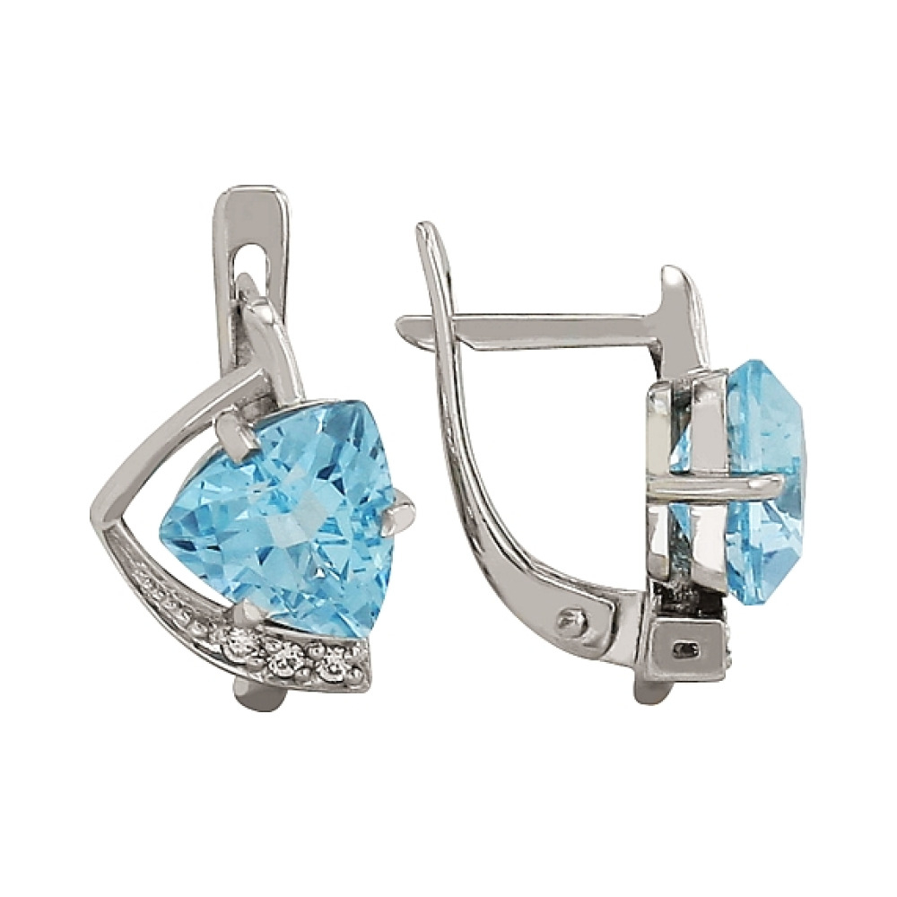 Золотые серьги с топазом и фианитом № 83493