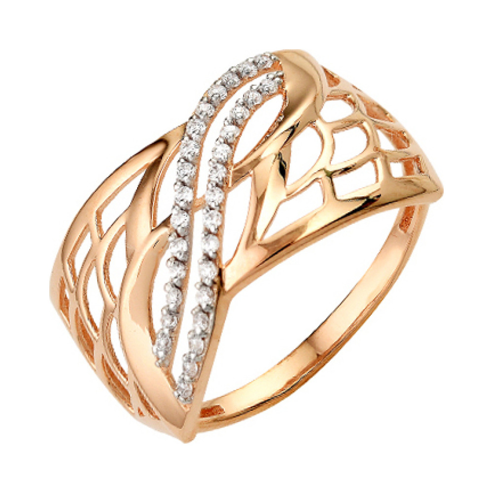 Золотое кольцо с фианитом № 139386