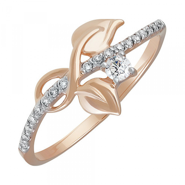 Золотое кольцо с фианитом № 136909