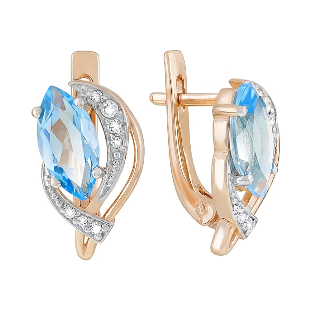 Золотые серьги с топазом и фианитом № 120760