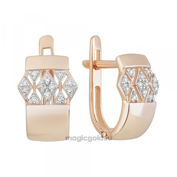 Золотые серьги с фианитом № 155913