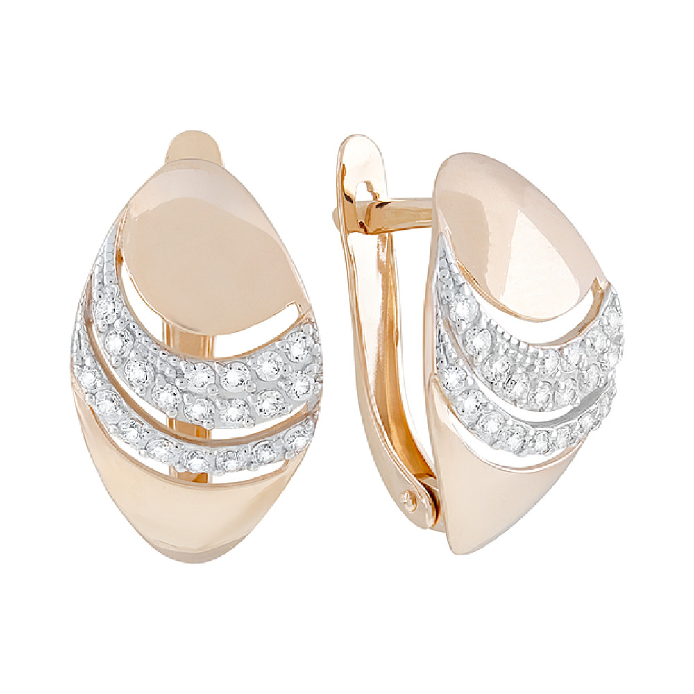 Золотые серьги с фианитами № 127452