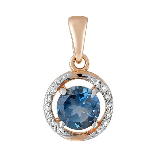 Золотая подвеска с топазом и фианитом № 117932
