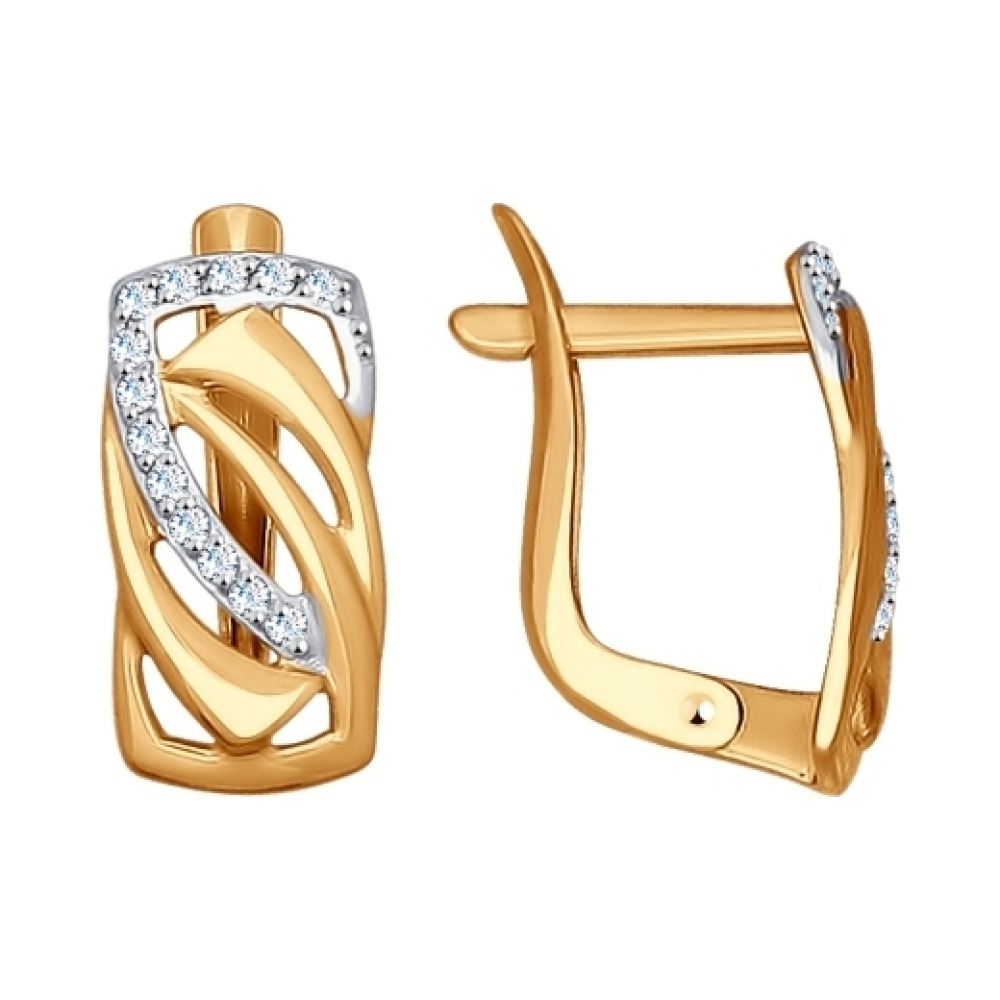 Золотые серьги с фианитом № 136931