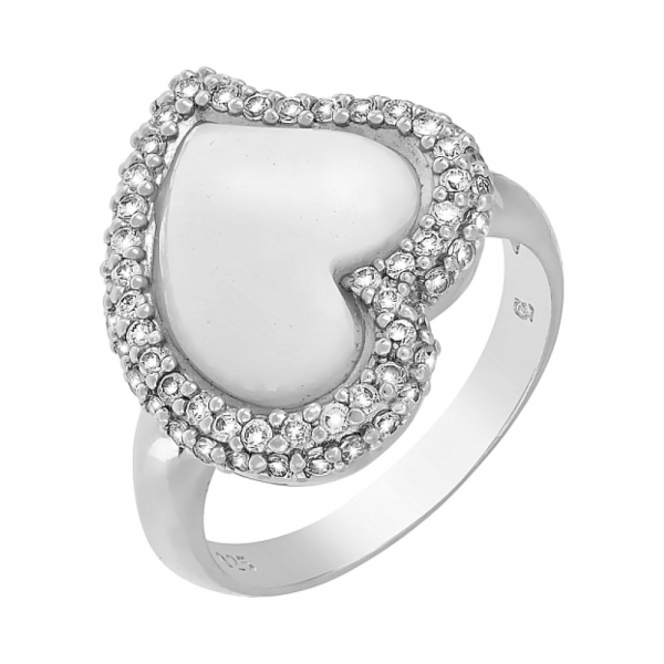 Серебряное кольцо с агатом и фианитом № 33737